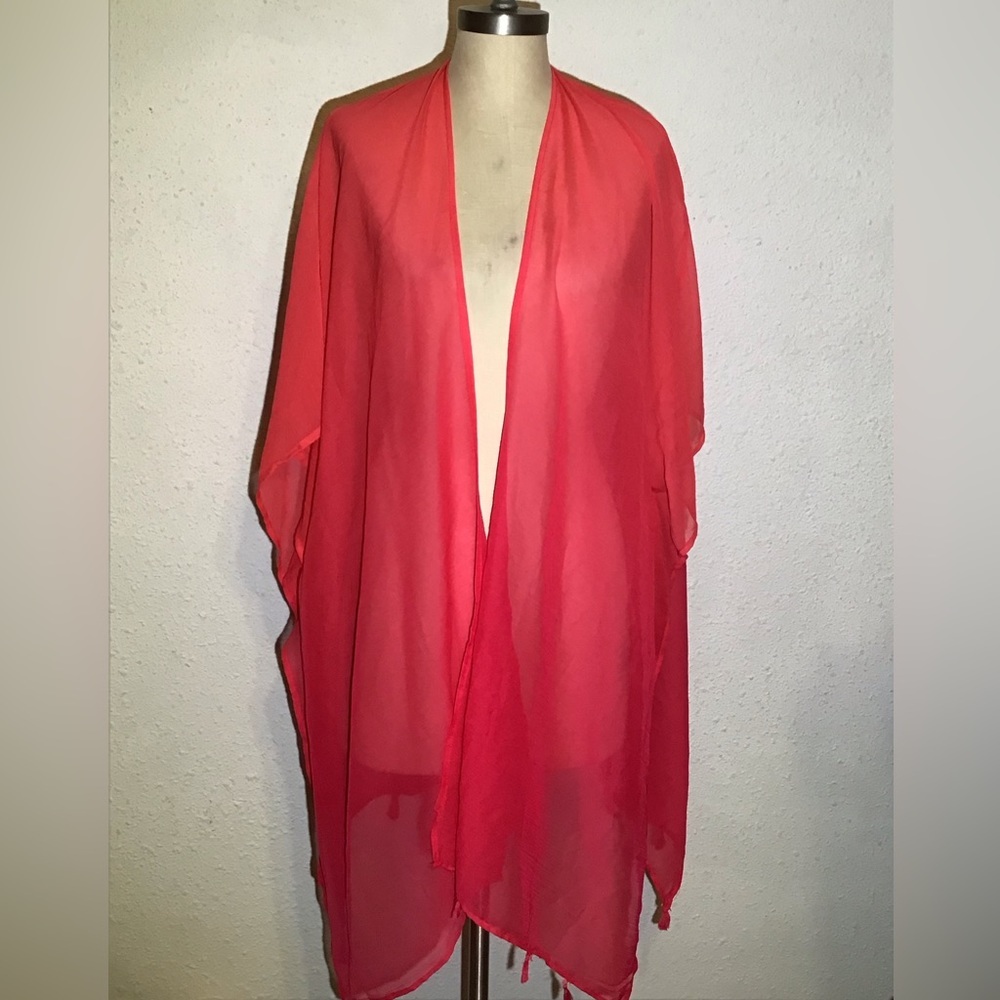 Ultra pink sheer hot pink open swimsuit cover up size 1X